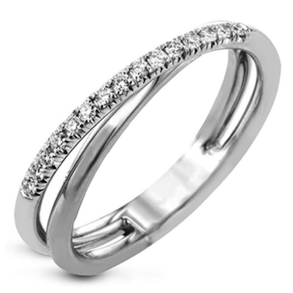 💞 New Size 8 White Gold Plated Cubic Zirconia Twisted Statement Ring